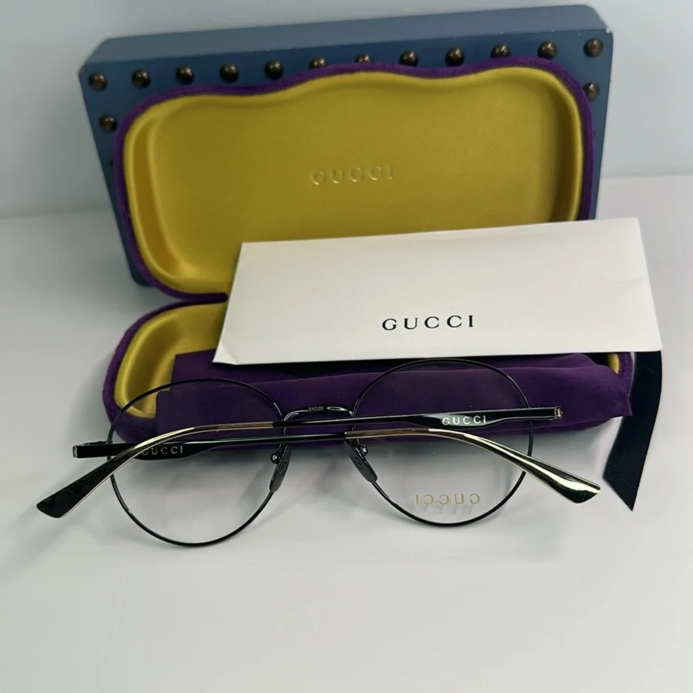 New Authentic GUCCI GG0337O Round Black Eyeglasses